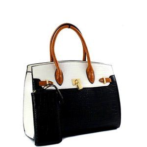 Croc style Handbag and Wallet duo